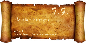 Tódor Ferenc névjegykártya